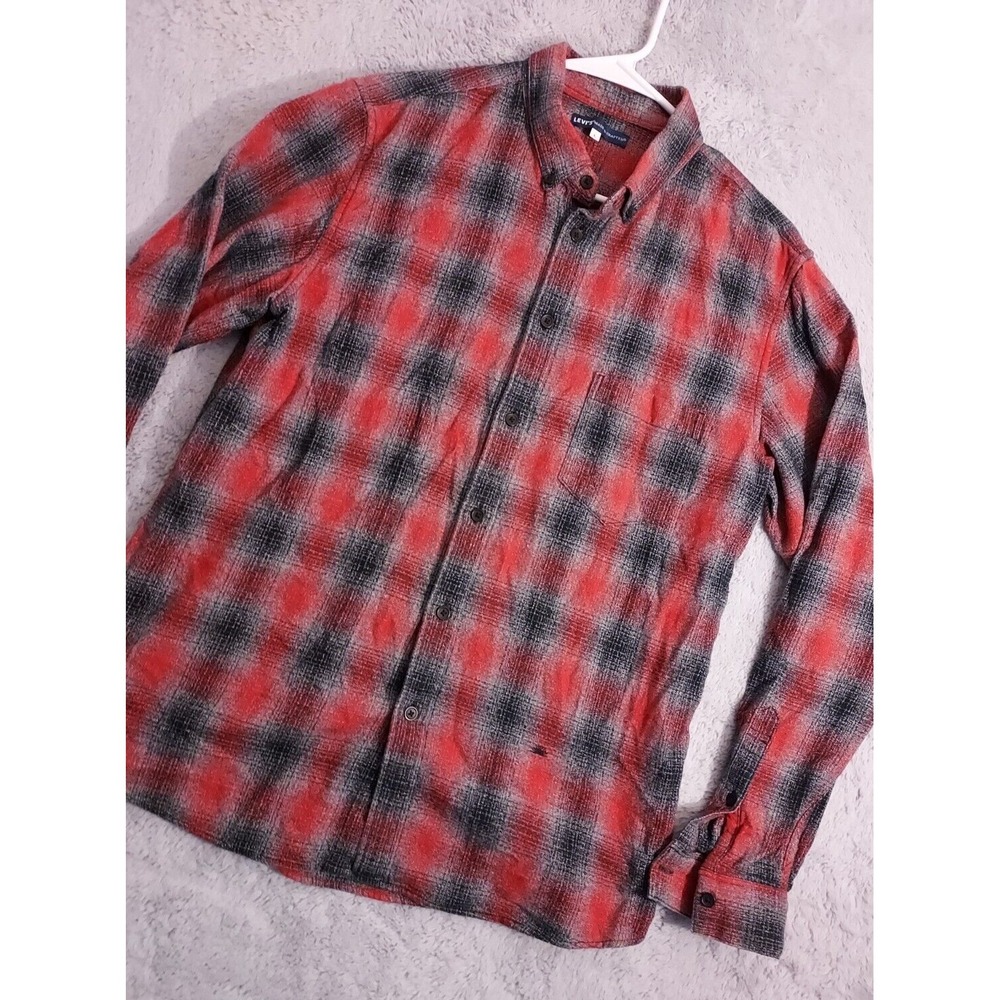 Levis Made Crafted Shirt Mens Large Flannel Heavyweight Bufflalo Plaid Outdoor L